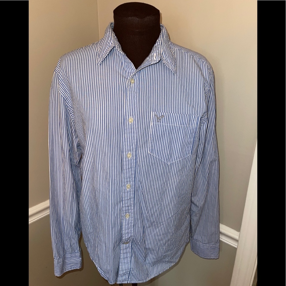 American Eagle striped button down shirt M